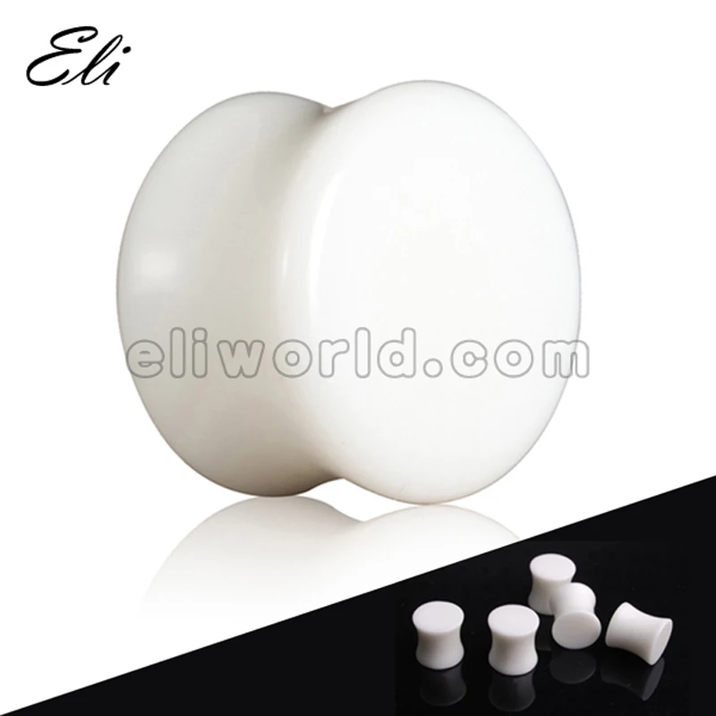 Черные Заглушки для ушей Eli с белым камнем туннели и заглушки тела размеры 6 мм 18