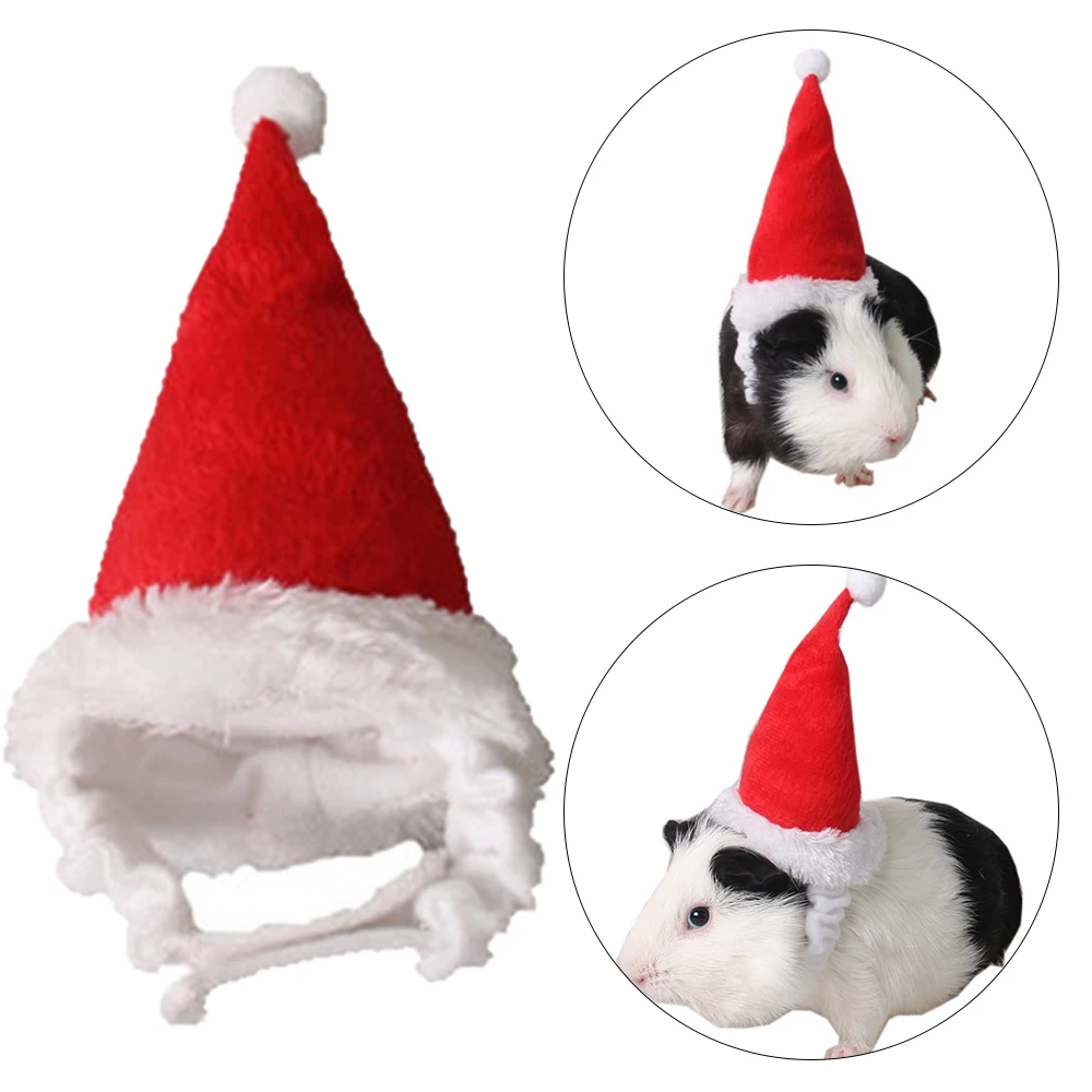 

Christmas Cap Small Animals Pet Santa Claus Hat Rabbit Hamster Guinea Pig Rats Festival Costume Small Animals Head Accessories
