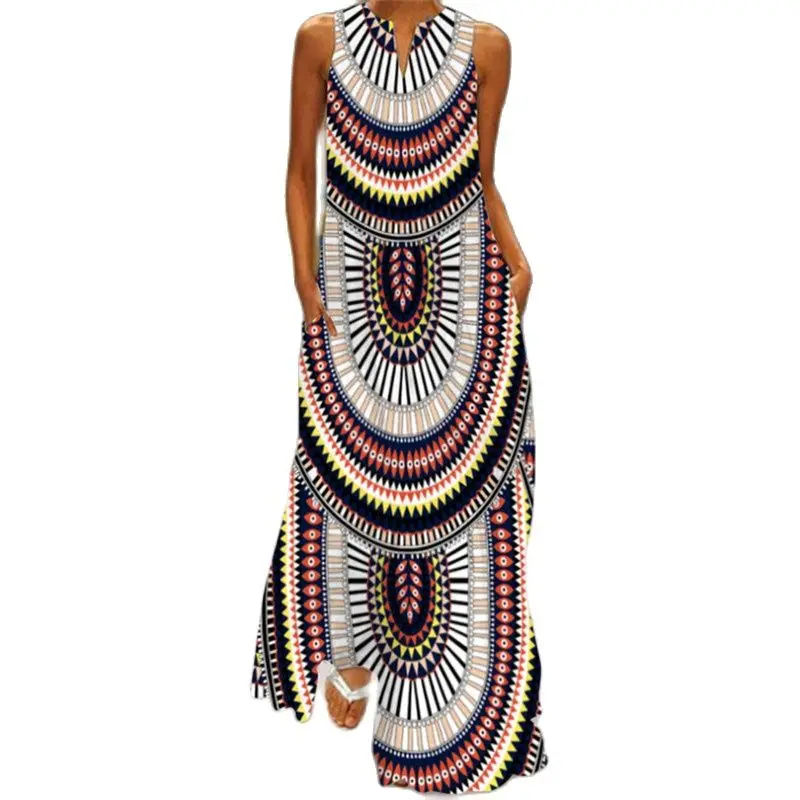 

Sleeveless Long Dress 2021 Casual Beach Women Summer Dress Lady V Neck Butterfly Printed Dresses Elegant Women's Dress