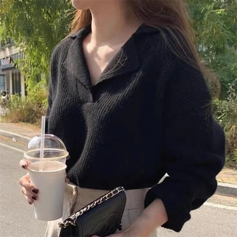 

Women 2021 Autumn Women Solid Color Sweater Pullovers Warm Minimalist Matching Knit Shirt Lady Pullover Fashion Sweater Warm