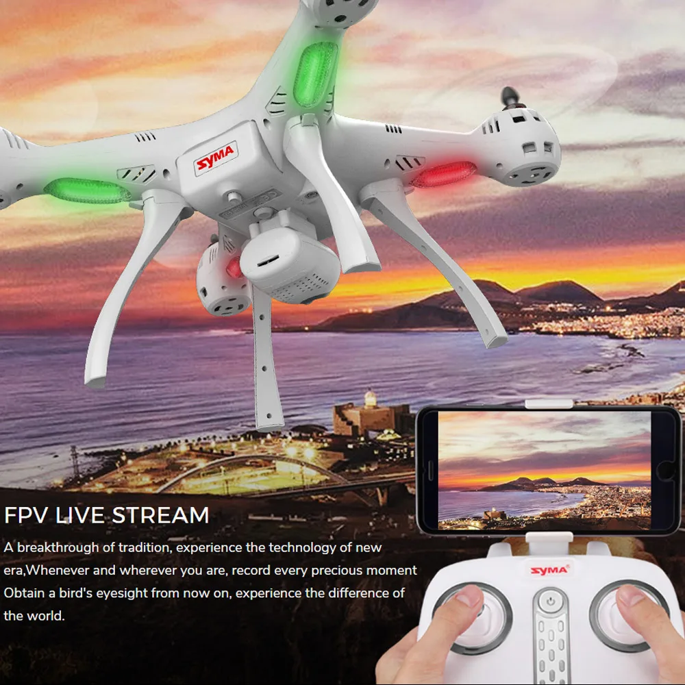 Профессиональный Дрон с камерой Syma X8PRO 720P Wi-Fi FPV удерживающий высоту один ключ GPS
