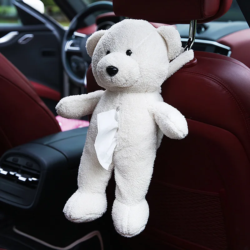

ZK30 Cartoon Car Tissue Box Plush Bear Napkin Tissue Paper Holder Car Styling Paper Case Car Interior Hanging Decoration
