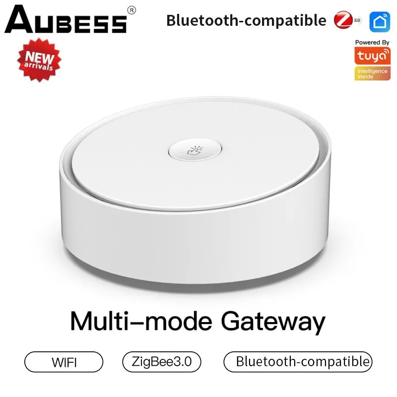 

Сетевой Шлюз Aubess Zigbee Gateway 3,0, совместимый с Bluetooth, многорежимный хаб для умного дома, дистанционное управление через приложение Tuya, работает с...