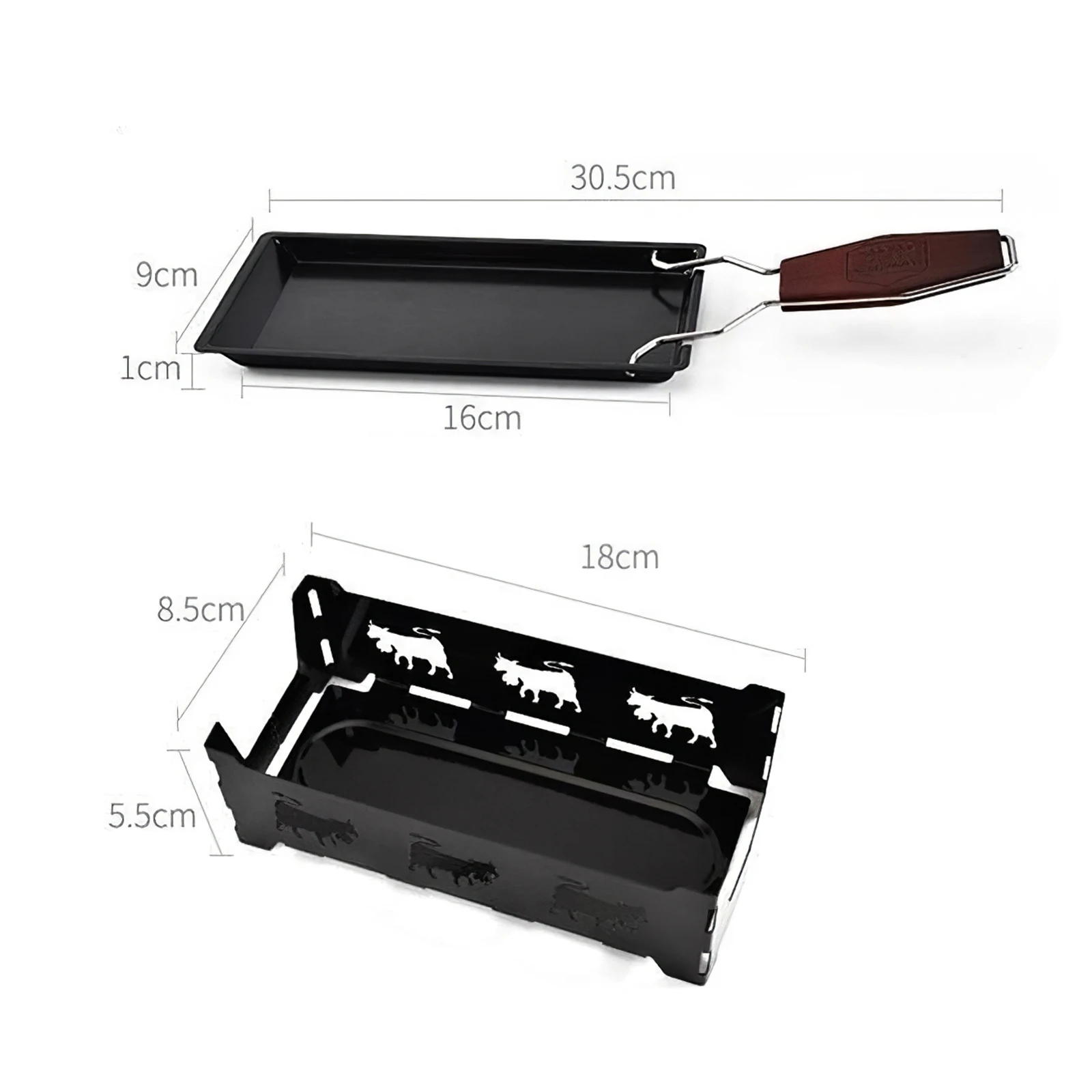 

Milk Cheese Portable Non-Stick Metal Cheese Raclette Oven Grill Plate Rotaster Baking Tray Stove Set Kitchen Baking Tool