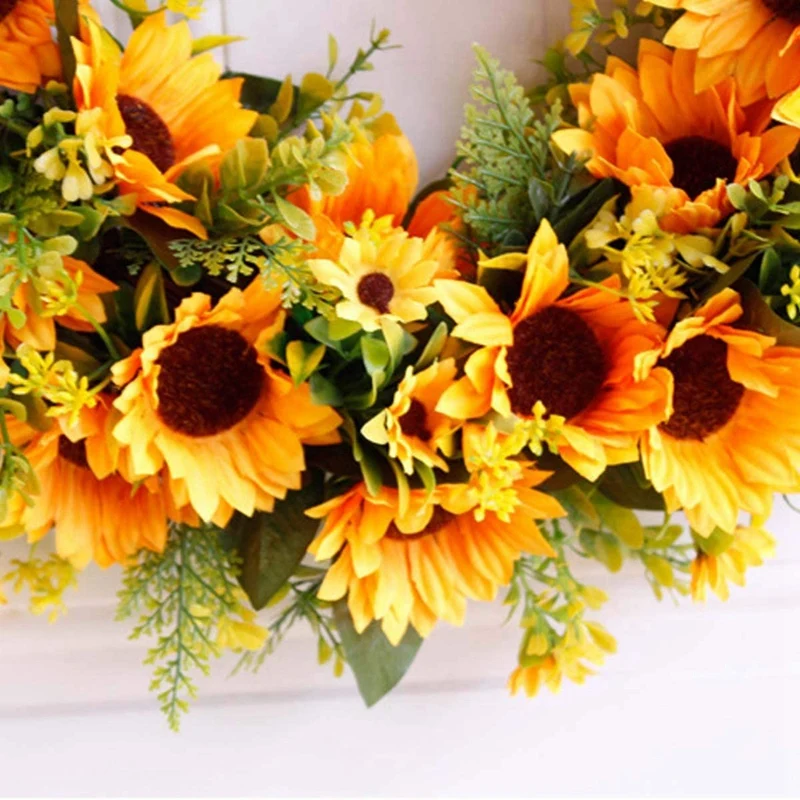 20 дюймовый Большой Фотофон для передней двери с зелеными листьями дверной венок