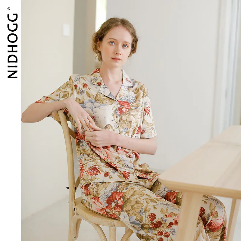 2020 высококлассные атласные брюки с коротким рукавом женский пижамный комплект