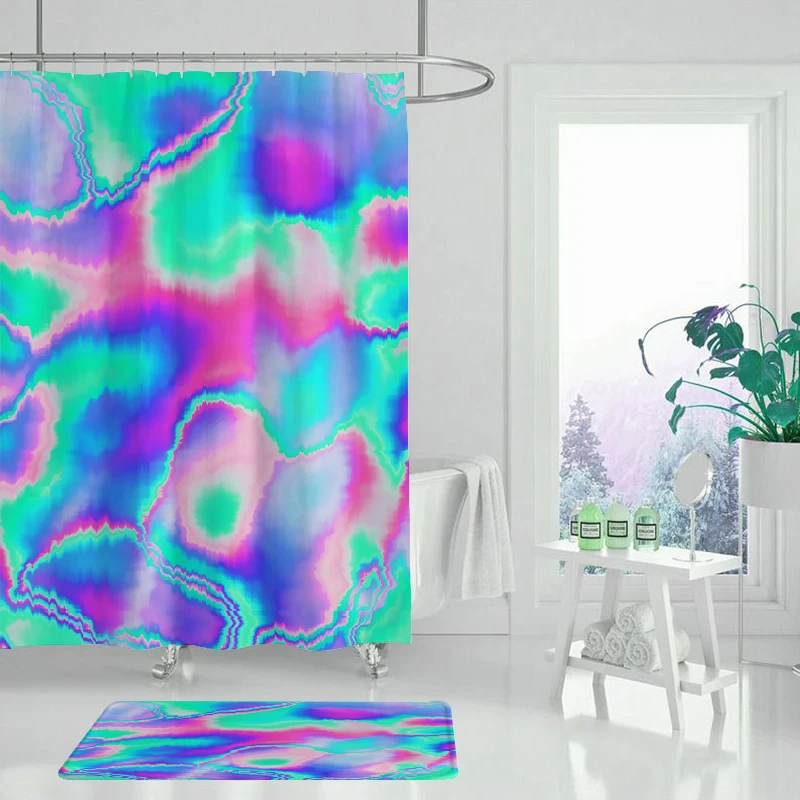 Занавеска для душа абстрактная с геометрическим узором розами