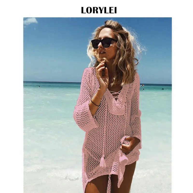 Пикантные туфли на шнуровке вязанное Croceht пляжная туника женская летняя одежда