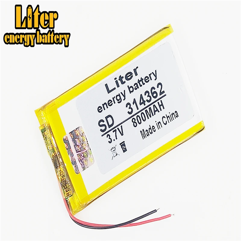 

Литий-ионный полимерный аккумулятор 3,7 v 314362 800mah