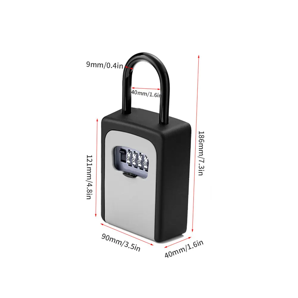 

Key Box Outdoor Key Safe Lock Box Wall Mounted Password Box Outdoor Wall Mounted Weatherproof 4 Digit Combination Storage Box