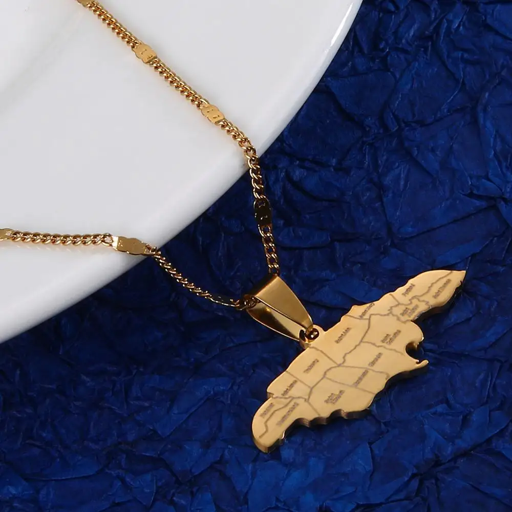 Модные ожерелья из нержавеющей стали с подвеской в виде карты Ямайки золотистого