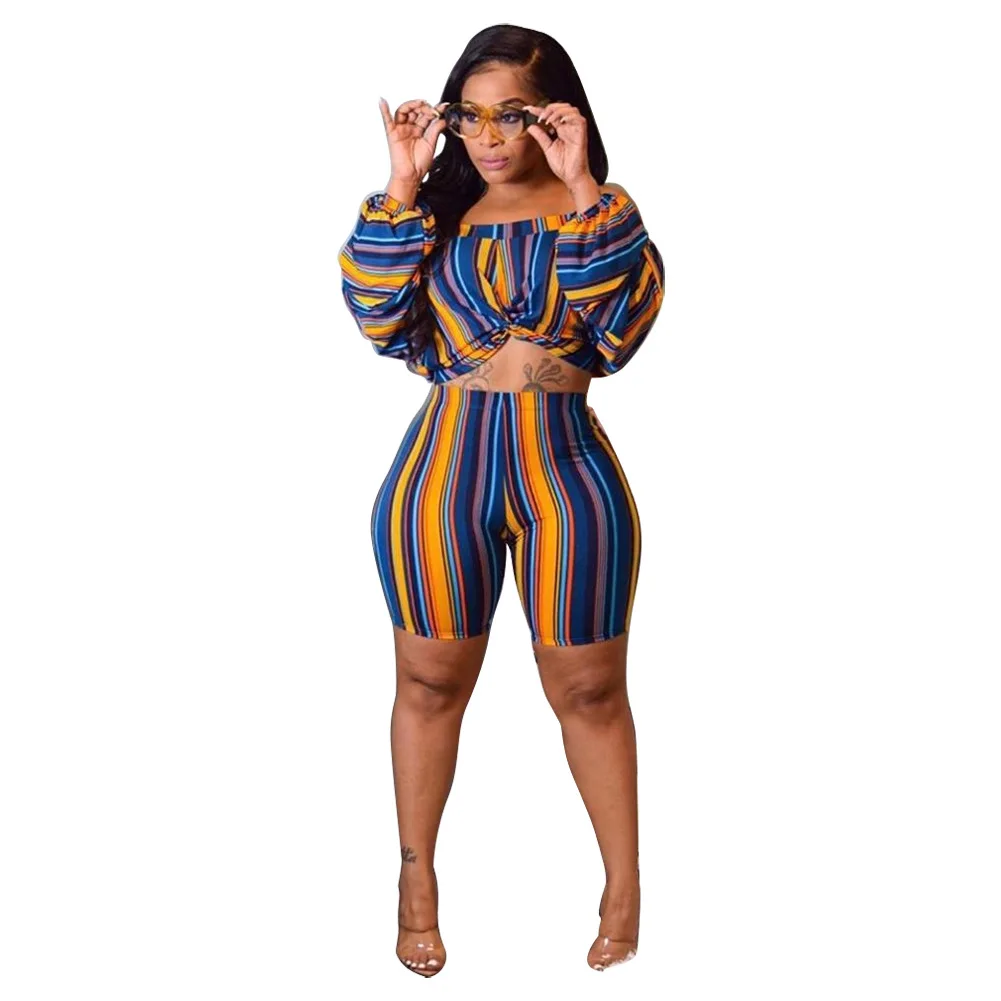 Комплект из двух предметов для женщин лето 2020 ночного клуба полосатые