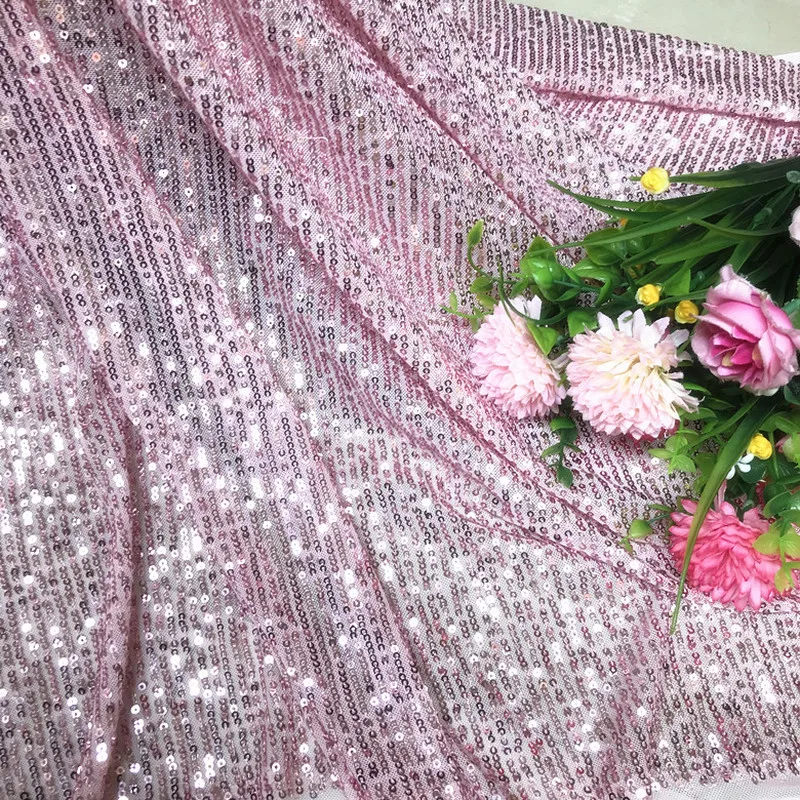 Розовая эластичная сетчатая ткань с блестками вышитая для платья свадебное