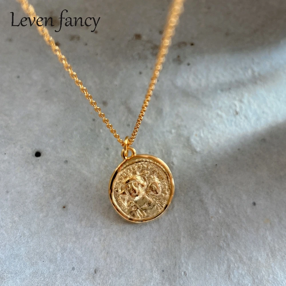 Ожерелье из стерлингового серебра 925 пробы, круглая Золотая медаль, рельеф, принц и король, кулон, монета, ожерелье для женщин, ювелирные изделия