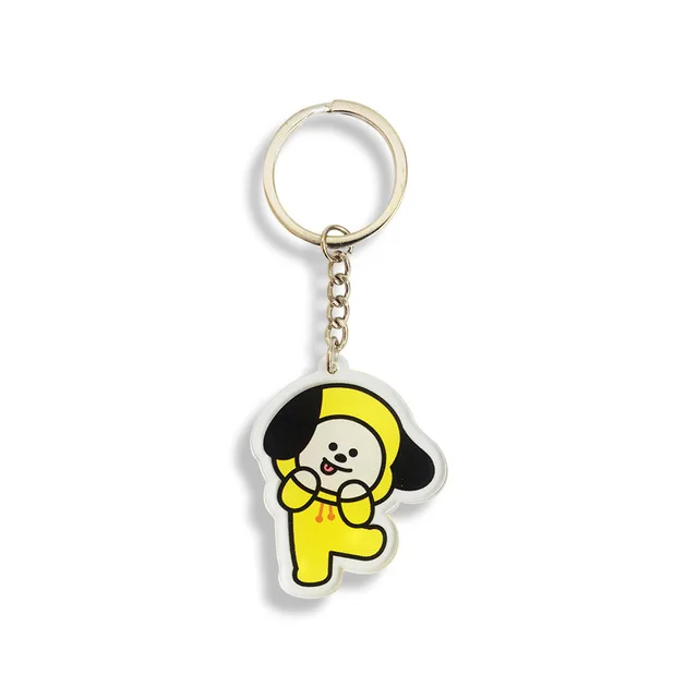 Слоновая кость Милый мультфильм изображение альбом карта душа акриловый jungkook брелок J-HOPE V SUGA JIN RM JIMIN брелок - Цвет: Слоновая кость