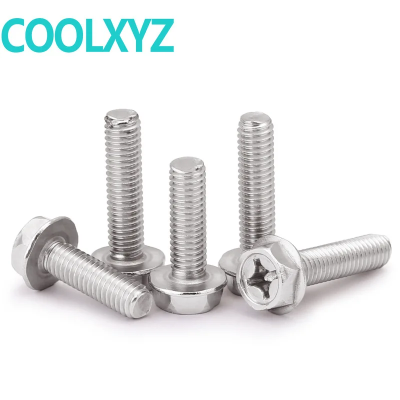 304 нержавеющий стальной крестообразный фланцевый винт наружный шестигранный