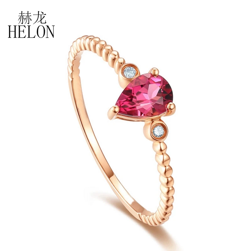 Кольцо с турмалином 14 карат розовое золото 0.42ct бриллиантами