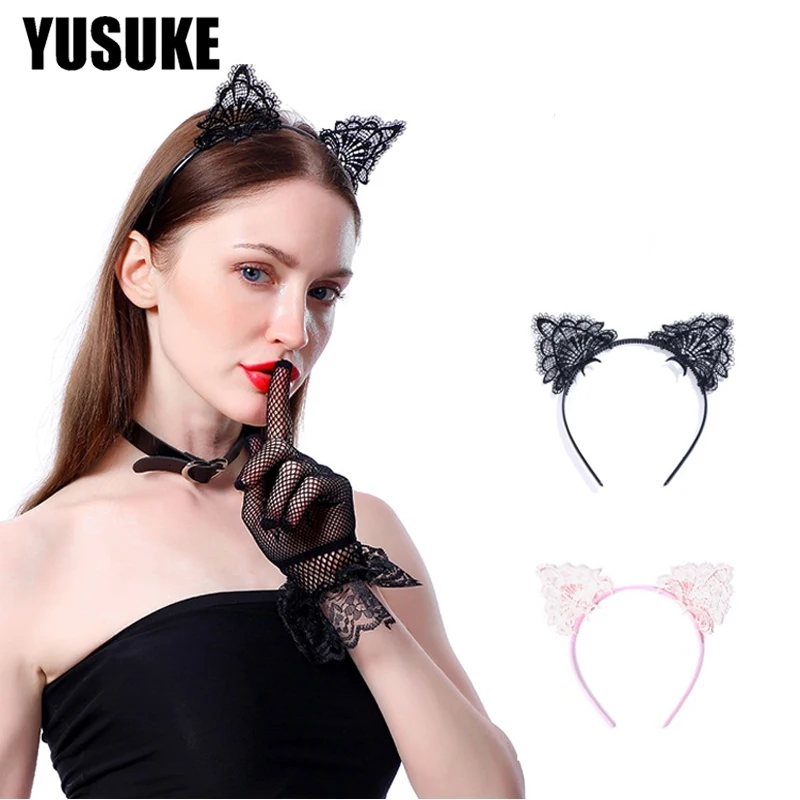 Секс игрушки Кружевная повязка на голову кошачьи ушки БДСМ бондаж Эротические
