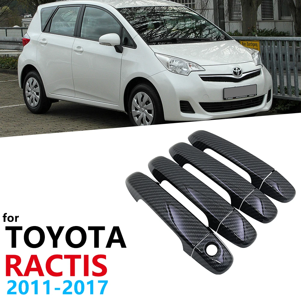 

Black Carbon Fiber Door Handles Cover for Toyota Ractis Verso-S Space Verso Subaru Trezia XP120 MK2 2011~2017 Car Accessories