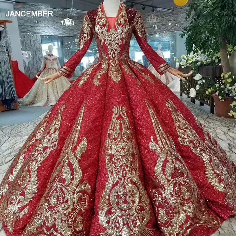 

LSS374 Роскошные винтажные Свадебные платья длиной до пола с v-образным вырезом и длинными рукавами на шнуровке сзади мусульманские женские пл...