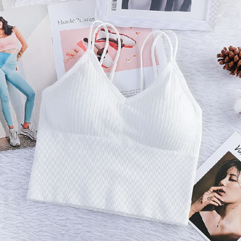 

Women's Sexy Seamless Crop Tops Sports Bra Tube Top Camisole With Removable Padded Underwear Female Tank Top