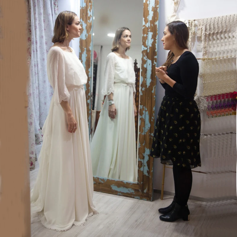 Свадебное платье с длинным рукавом размера плюс открытой спиной цвета слоновой