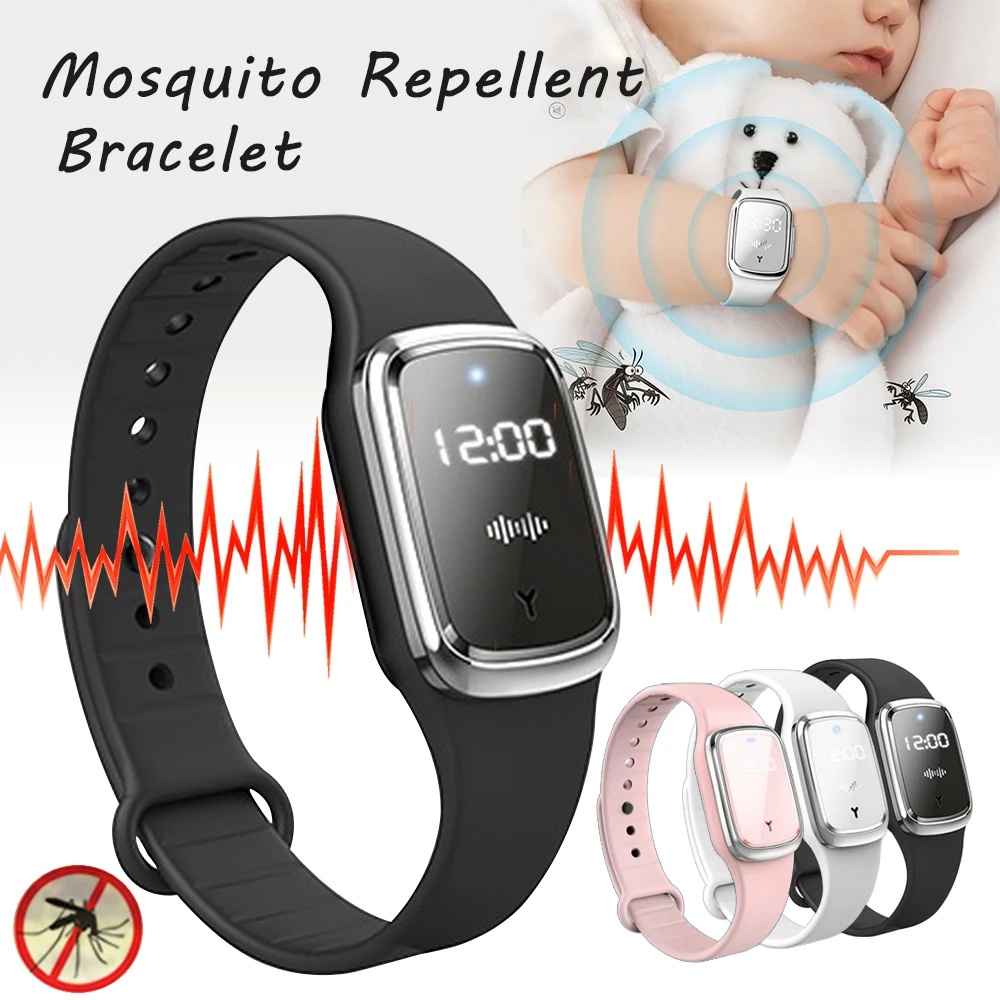 

Intelligent Mosquito Repellent Bracelet Ultrasonic Pest Insect Drive Wristband USB Charging Watch Repellents for Kid Adult 2