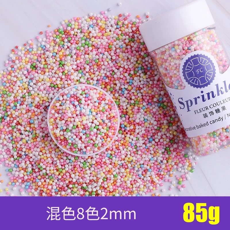 2mm 8 colors 85g Съедобные жемчуг Цветной Сахар Бусины помадный кекс своими руками выпечки льда крем-Шоколад для декорирования вестибюлей конфеты Мармеладные декорирование выпечки - Цвет: 2mm 8 colors 85g