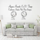 Испанское персонализированное имя семья дети дата рождения часы Настенная Наклейка время от времени изменила нашу жизнь Настенная Наклейка Спальня винил