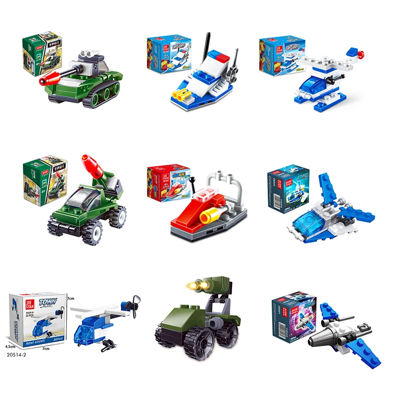 Набор строительных блоков 1-6 городской полицейский вертолет автомобиль самолет