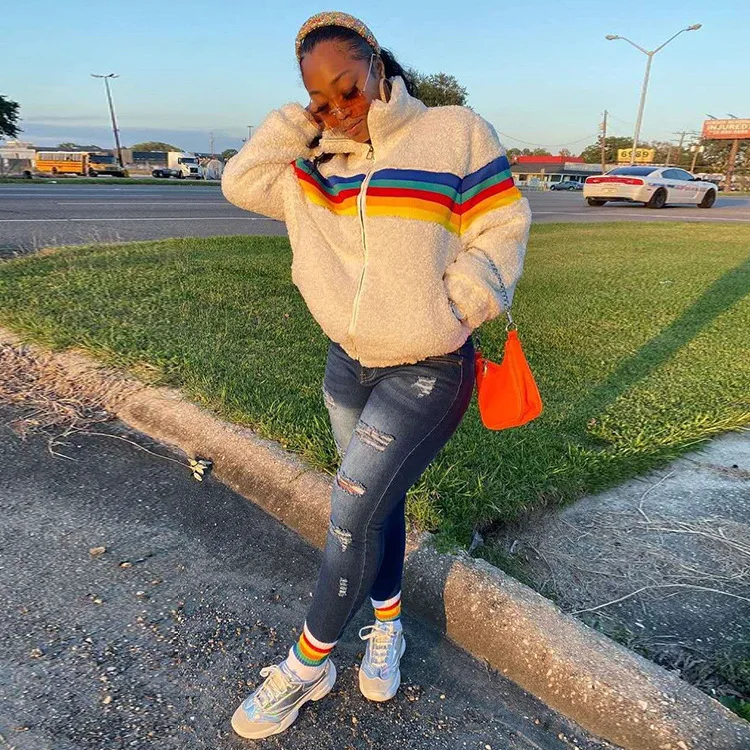 

Autumn Winter Women Beige Teddy Coat Stylish Female Thick Warm Cashmere Jacket Casual Cool Girls Streetwear BF Style Outwear