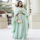 2021 марокканские Caftan вечернее платье цвета зеленой мяты вечерние платья с длинным рукавом Дубай официальное платье вечернее платье с вышивкой