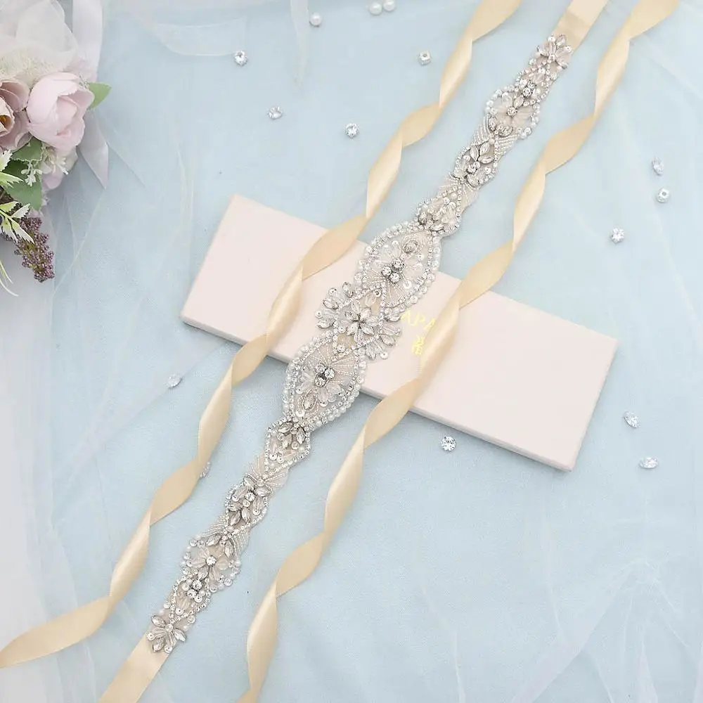 

TRiXY S234 Women's Fashion Rrhinestone Belts Wedding Belts Beaded Bridal Belts Waist Belt Ribbon Belt for Brides Bridesmaids