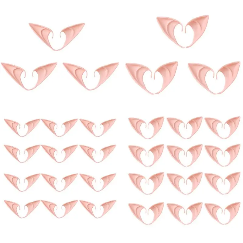

3/12 Pair Latex Elf Ears Pointed Cosplay Mask Accessories Halloween Masquerade Party Anime Fairy Costumes Deep Color