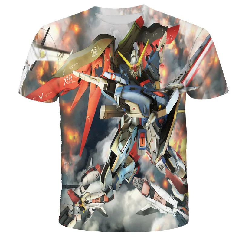 

3D Anime Robot Gundam T-shirt G2 Esports Casual Short sleeve T Shirt Children T-shirt fashion Streetwear Gundam Boys T-shirt
