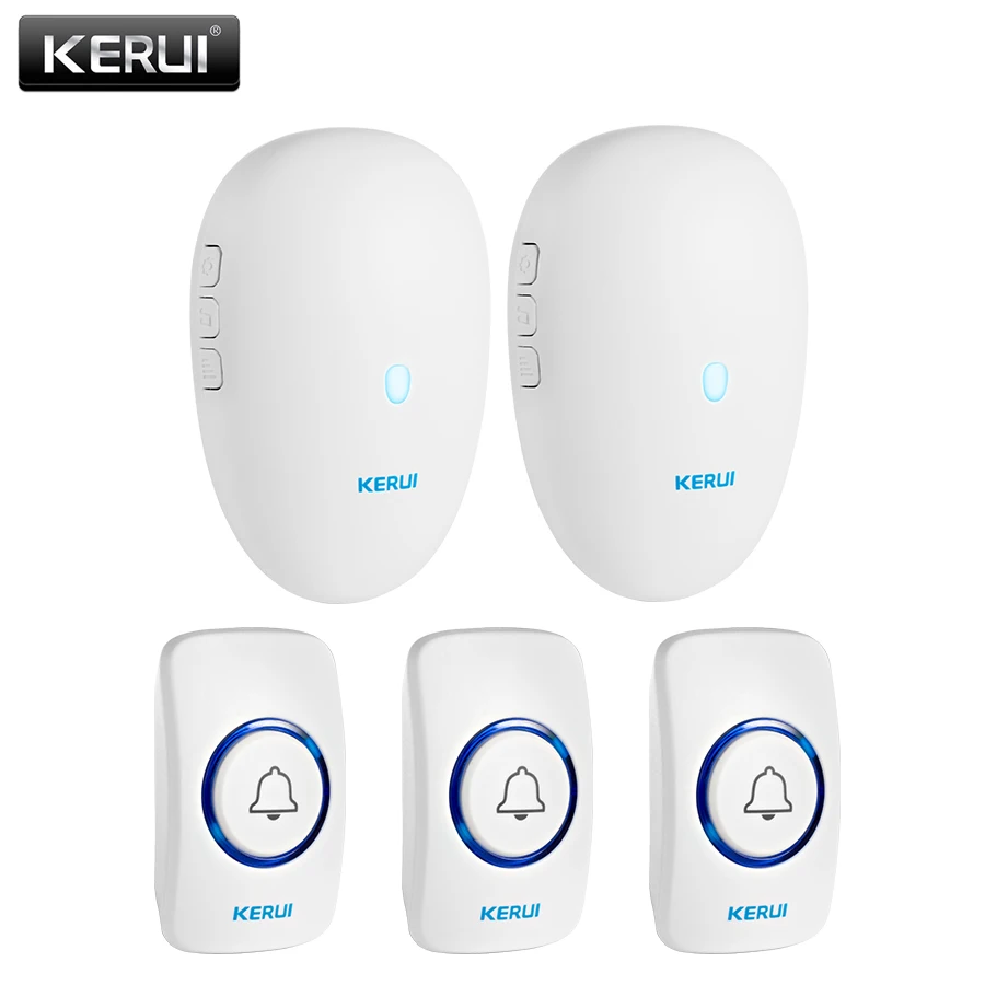 Kit5 Doorbell Kit Беспроводной дверной звонок KERUI 57, водонепроницаемый, пульт дистанционного управления 300 м, ЕС, Великобритания, США, домашнее кольцо, умный дверной звонок, простая установка - Цвет: Kit5 Doorbell Kit