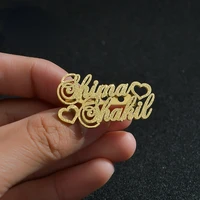 new custom stainless steel name frosted womens brooch badge 18k gold english letter brooch women accessories personalized gift