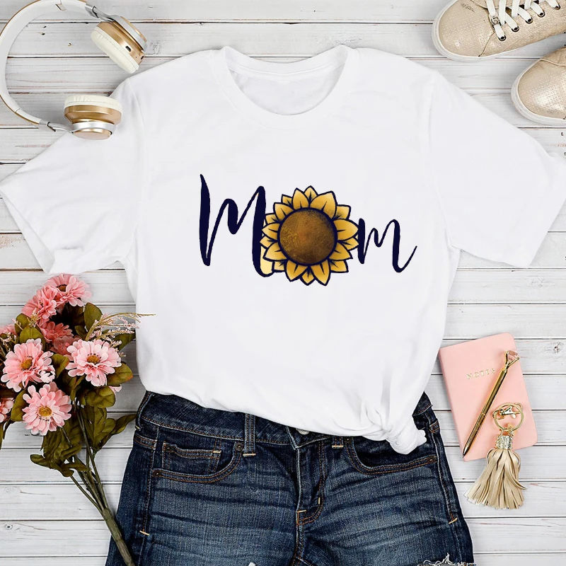

T-shirts Women 2021 Watercolor Letter Summer Tshirt Sweet Mom Mother Mama Top Lady Print Clothes Graphic Female Tee T-Shirt