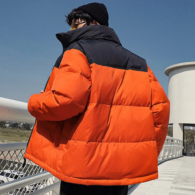 

Winter America Brand Face Parkas Mixed Colors Couple Cotton Coats Casual Men's Stand Collar Pocket Warm Down Puffer Jackets