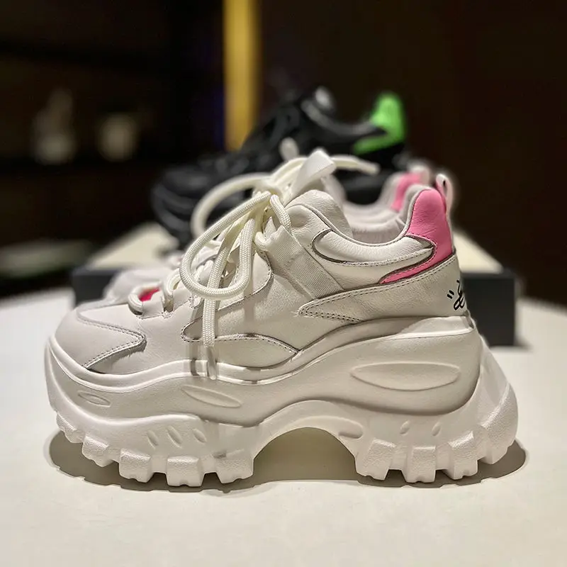

Dad Shoes Women's Super Popular Slimming 2021 New Soft Leather Thick Bottom Platform Leisure Sports Heightened Layer Shoes