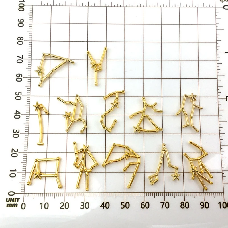 

48 Pcs/Box Mixed 12 Constellations Alloy Material UV Epoxy Resin Mold Filling Jewelry Making Filler DIY Art Crafts Decor