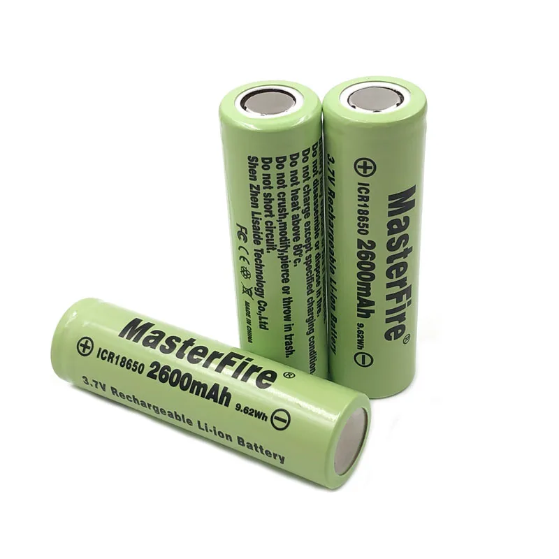 

MasterFire ICR18650-26F 18650 2600mah 3.7V 9.62Wh Rechargeable Lithium Battery Cell For LED Flashlight Headlamp Batteries