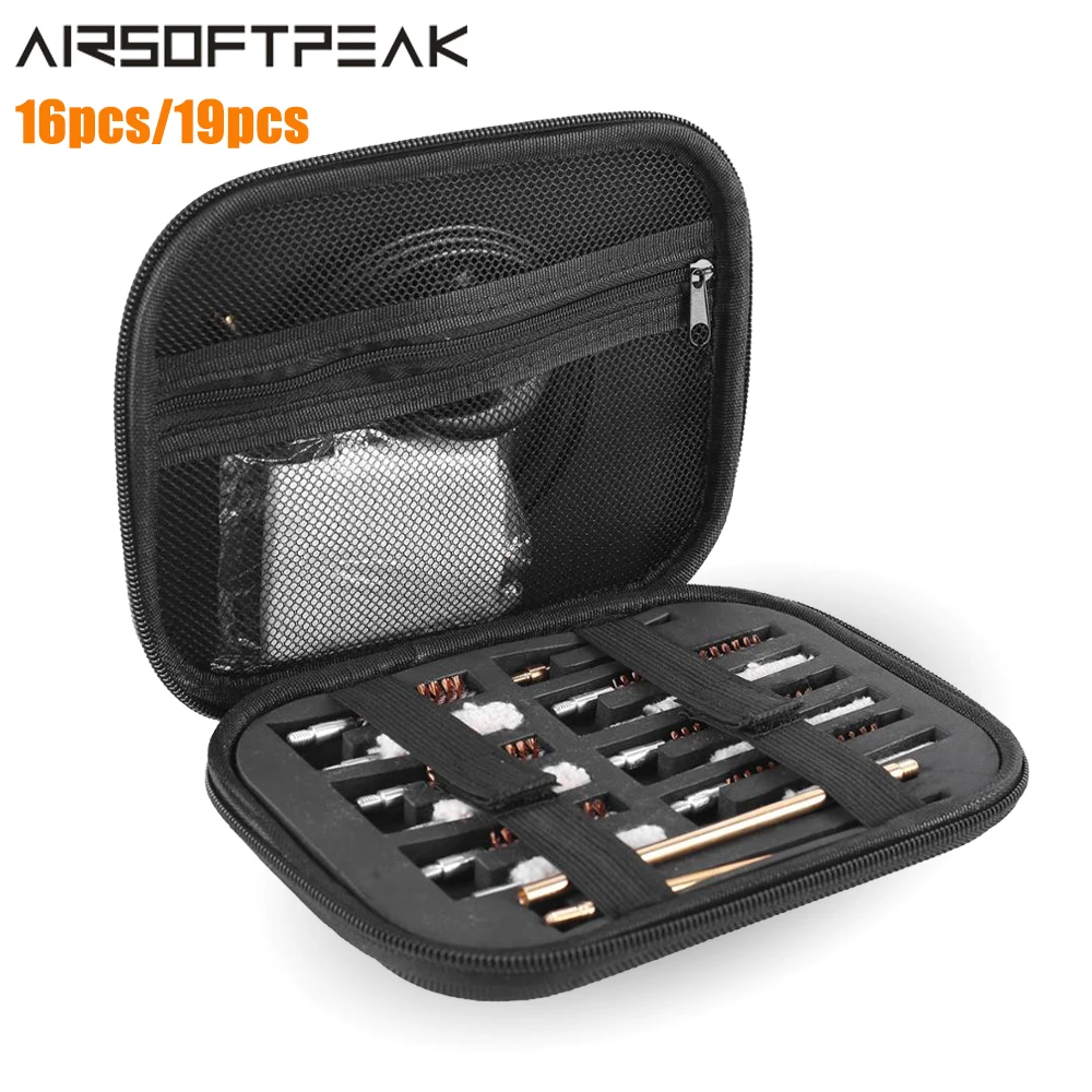 

16pcs/19pcs Universal Handgun Cleaning Kit for .22 .357 .38, 9mm .40 .45 Caliber Pistol Rifle Gun Barrel Cleaning Tools