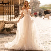 jasmine boho summer long charming graceful tulle bridal wedding dresses off the shoulder appliqued a line formal occasion