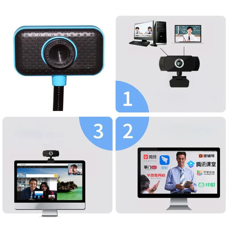 USB настольный компьютер веб-камера высокой четкости с шумоподавлением Микрофон