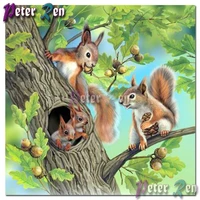 5d animal cute squirrel family diamond painting embroidery diy square or round mosaic cross stitch rhinestone home decoration