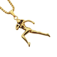 new sports gym body building necklace plated 316l stainless steel running women charm necklace pendant jewelries fashion