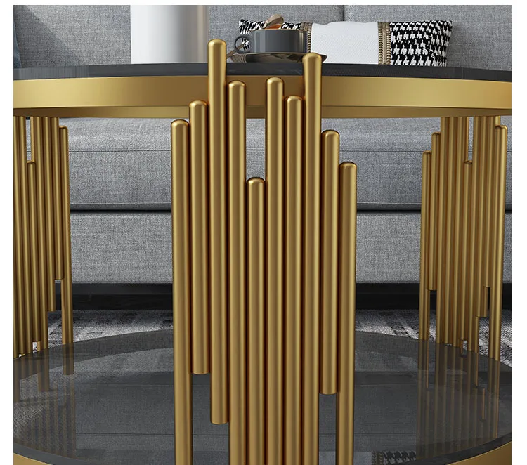 Роскошный круглый журнальный столик для гостиной двухслойный стол мраморное