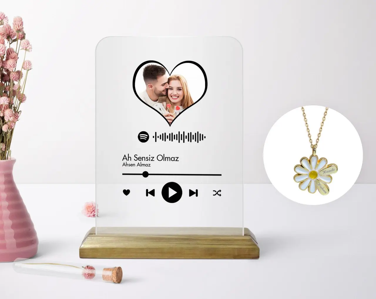 

Персонализированная штрих-кодовая рамка и двойная ожерелье Маргаритка Seti-1