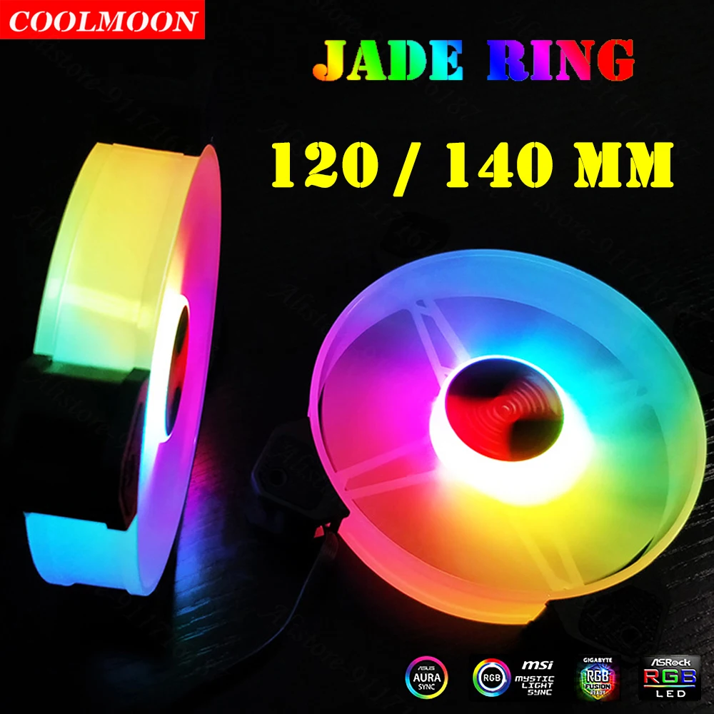 Coolmoon 12V 6Pin RGB Quạt 120Mm 140Mm Máy Tính Làm Mát Quạt Tản Nhiệt Tản Chơi Game Mát Khung Xe Máy Tính phụ Kiện